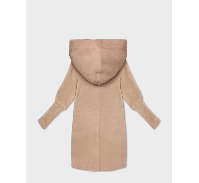 Světle béžová bunda přehoz přes oblečení typu alpaka s kapucí model 21479148 - MADE IN ITALY