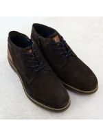 Pánské kožené boty model 21906017 z čokoládové semišové kůže - Bugatti