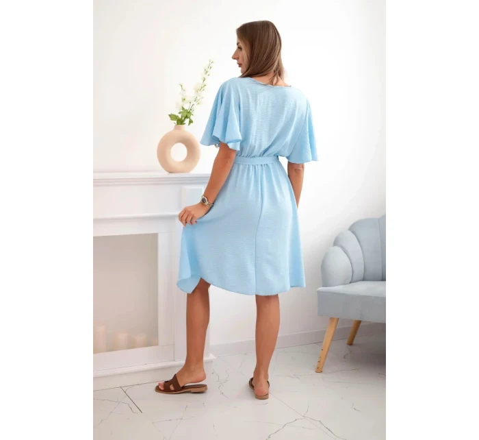 Šaty s vrstveným výstřihem modrý Šaty s vrstveným výstřihem modrý