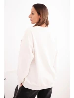 Dámská mikina z pružného bavlněného materiálu s kulatým výstřihem bílá