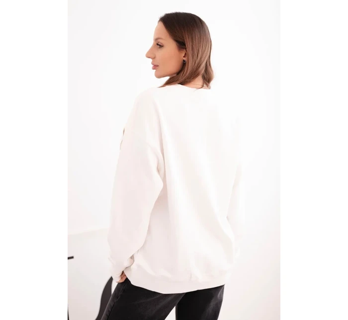 Dámská mikina z pružného bavlněného materiálu s kulatým výstřihem bílá