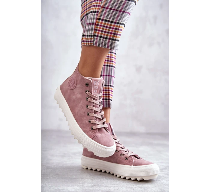 Dámské Tenisky Big Star Vysoké Zateplené Růžové model 21595916 - Big Star Shoes