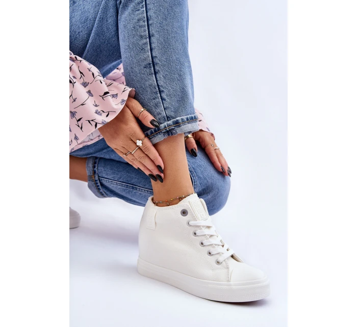 Vysoké tenisky na klínu Big Star Bílé model 21608832 - Big Star Shoes Vysoké tenisky na klínu Big Star Bílé model 21608832 - Big Star Shoes