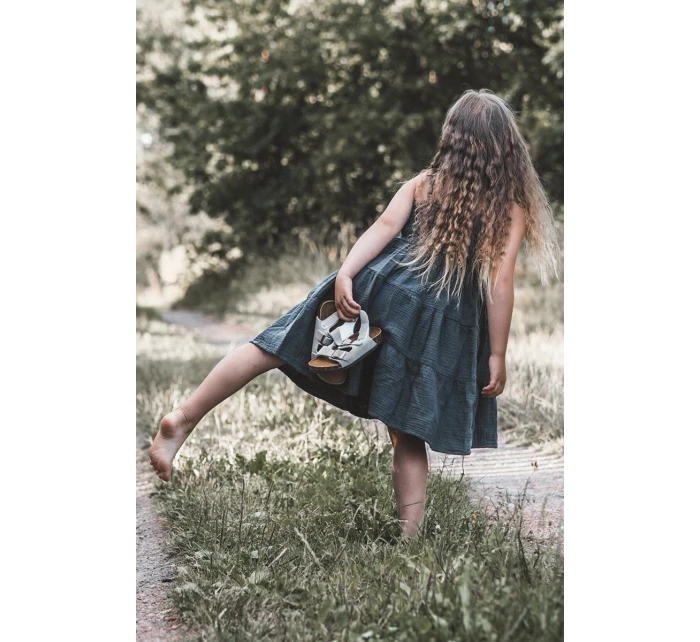 Dětské sandálky na korkové platformě se suchým zipem šedé Rorria Dětské sandálky na korkové platformě se suchým zipem šedé Rorria