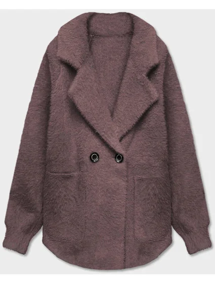 Krátký přehoz přes oblečení typu alpaka v tmavě barvě model 18059127 - MADE IN ITALY Krátký přehoz přes oblečení typu alpaka v tmavě barvě model 18059127 - MADE IN ITALY