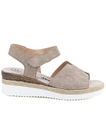 Dámské béžové kožené sandály Jezzi na platformě 26SD18-32