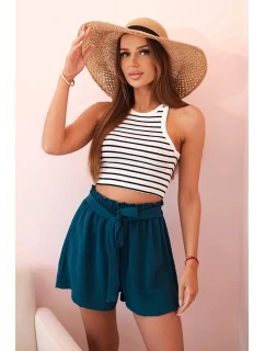 Viskózové šortky zavazované v pase námořní