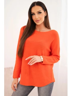 Dámský svetr z viskózy s dlouhým rukávem a kulatým výstřihem tmavě oranžový