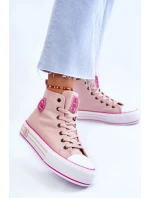Dámské vysoké textilní tenisky na platformě Big Star model 21608432 Růžová - Big Star Shoes Dámské vysoké textilní tenisky na platformě Big Star model 21608432 Růžová - Big Star Shoes