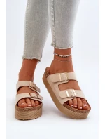 Dámské žabky na platformě s přezkami béžové model 21651009 - Boto