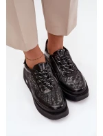 Kožené šněrovací dámské polobotky na platformě model 21710377 - Artiker