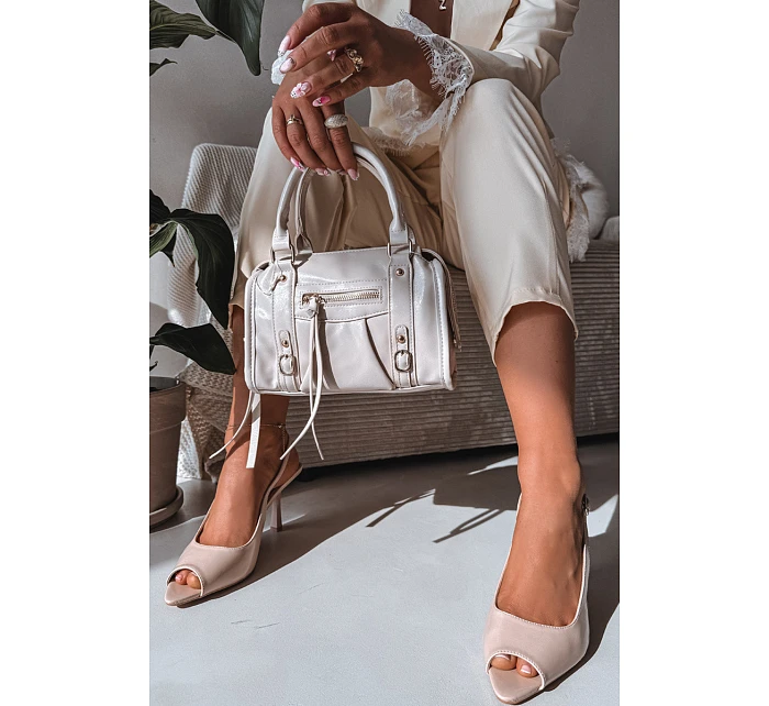 Dámské sandály na podpatku Béžové model 22091980 - Boto Dámské sandály na podpatku Béžové model 22091980 - Boto