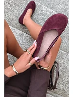 Dámské baleríny barefoot z přírodního semiše bordové Mirelia