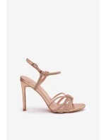 Dámské sandály na podpatku s pásky Tanelle – šampaňské