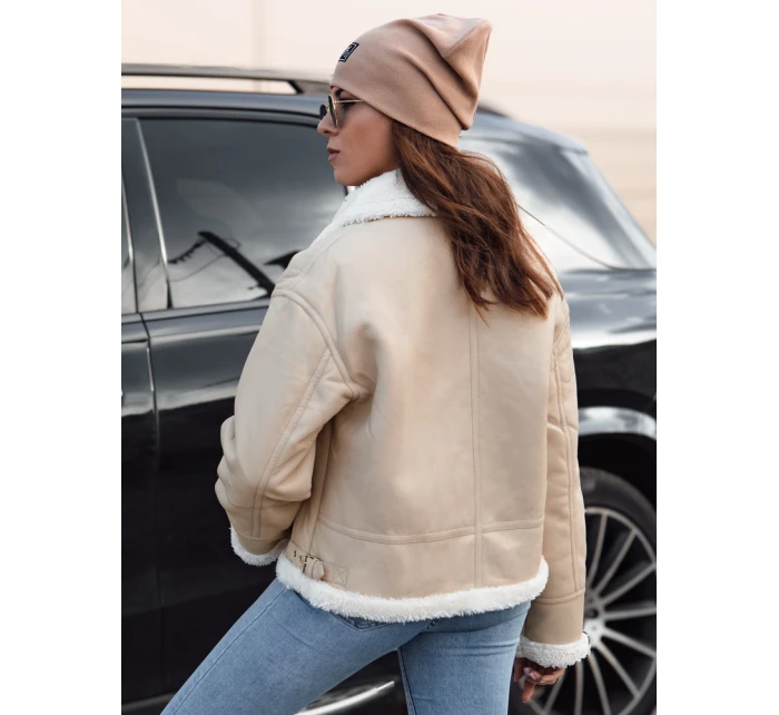 Dámská kožená bunda s ovčí kůží Dstreet beige model 21981561 - FashionStreet
