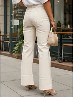 Dámské široké džíny s vysokým sedem béžové FashionStreet UY2944