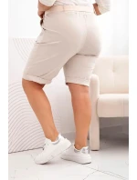 Dámské bavlněné šortky Plus Size s páskem béžový Dámské bavlněné šortky Plus Size s páskem béžový