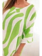 Dámská bavlněná blůza s abstraktním vzorem zelená