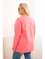 Dámská blůza Plus Size s lodičkovým výstřihem růžová