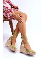 Vázané Sandály Na Vysokém Klínu Zelené Lendy Vázané Sandály Na Vysokém Klínu Zelené Lendy