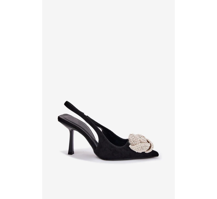 Lodičky S Ozdobou Eko Zamšové Černé Anodera