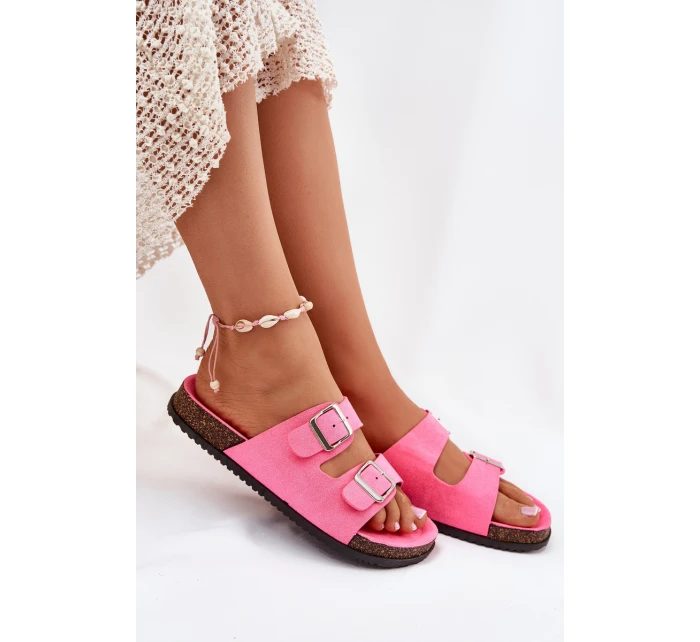 Dámské Pantofle S Přezkami Neonově Růžové Oliena Dámské Pantofle S Přezkami Neonově Růžové Oliena