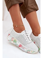 Kožené otevřené dámské polobotky bílé Telina Kožené otevřené dámské polobotky bílé Telina