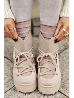 Sněhule s vázáním na platformě béžové Mavora