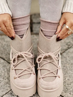 Sněhule s vázáním na platformě béžové Mavora