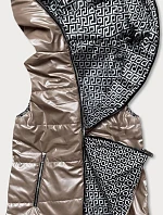 Rozšířená oboustranná dámská vesta v barvě cappuccino (B8006-12)