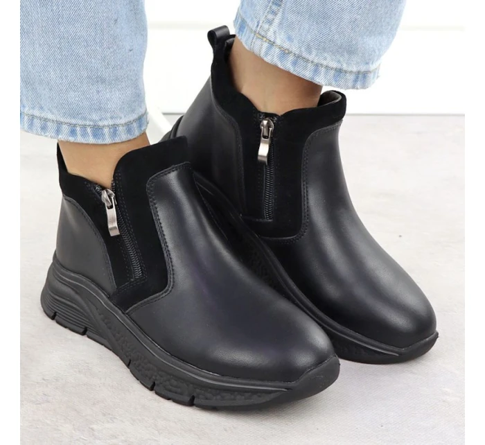 Dámské kožené zateplené boty na zip černé Filippo 7292 Dámské kožené zateplené boty na zip černé Filippo 7292