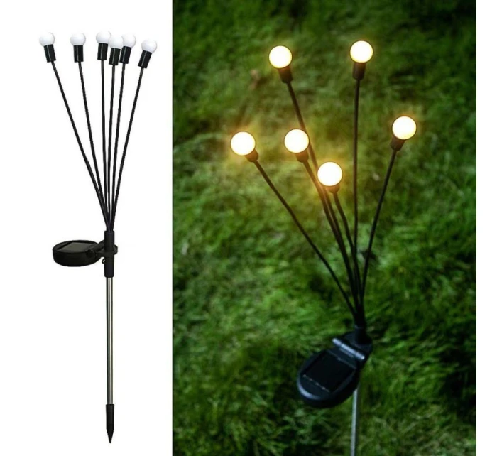 SOLÁRNÍ LAMPA TANČÍCÍ VE VĚTRU BÍLÉ KOULE 6 LED 72CM