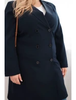 Dámský kabát Plus Size model 21959210 s límcem modrý - K-Fashion Dámský kabát Plus Size model 21959210 s límcem modrý - K-Fashion