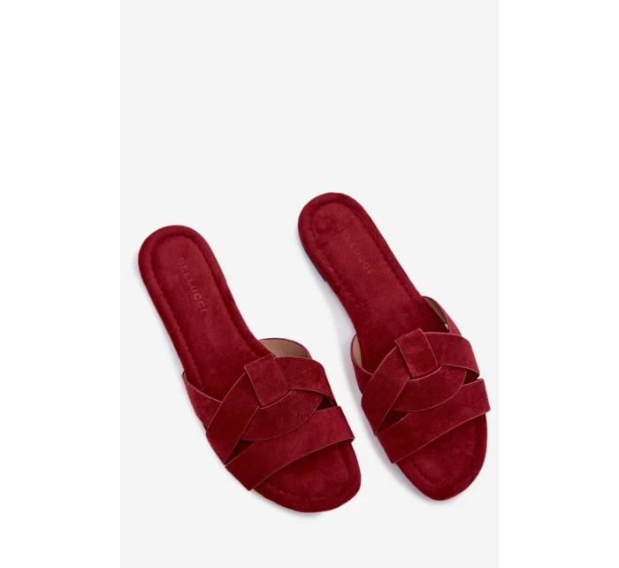 Plochké dámské pantofle s pásky bordové Pavelle