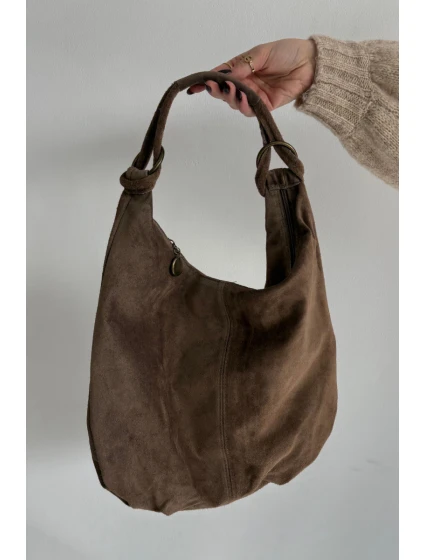 Dámská kabelka z přírodního semiše Floriah – tmavě béžová