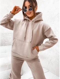 Béžová bavlněná hrubší dámská tepláková souprava model 21463537 - Moon