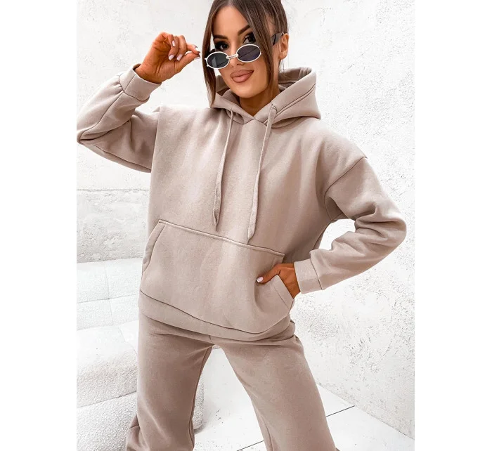 Béžová bavlněná hrubší dámská tepláková souprava model 21463537 - Moon