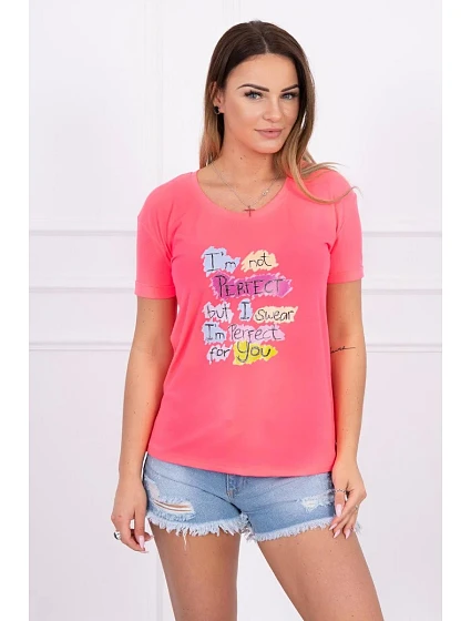 růžová halenka s potiskem model 18742970 - K-Fashion