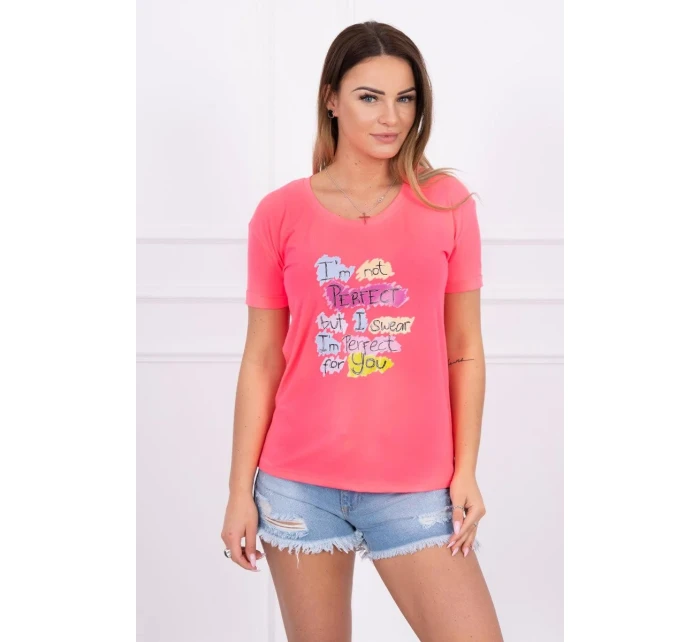 Dokonalá růžová halenka s neonovým potiskem