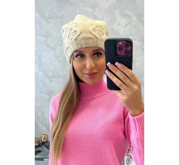 Dámská čepice světle béžová model 18752349 - K-Fashion Dámská čepice světle béžová model 18752349 - K-Fashion