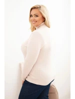 Dámský viskózový svetr Plus Size s klasickým střihem béžový Dámský viskózový svetr Plus Size s klasickým střihem béžový