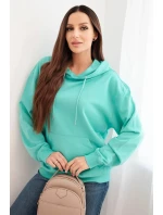 Dámská mikina s kapucí a model 21494963 z bavlny mátová - K-Fashion