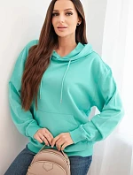 Dámská mikina s kapucí a klokankou z bavlny mátová
