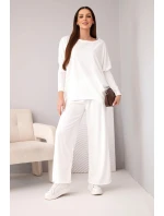 Dámská souprava z viskózy s volnou blůzou a kalhotami ecru