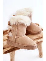 Dětské Teplé Sněhule Semišové s Světle béžove model 21597131 - Boto Dětské Teplé Sněhule Semišové s Světle béžove model 21597131 - Boto