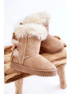 Dětské Teplé Sněhule Semišové s Světle béžove model 21597131 - Boto