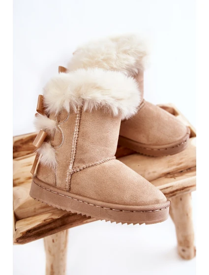 Dětské Teplé Sněhule Semišové s Světle béžove model 21597131 - Boto Dětské Teplé Sněhule Semišové s Světle béžove model 21597131 - Boto