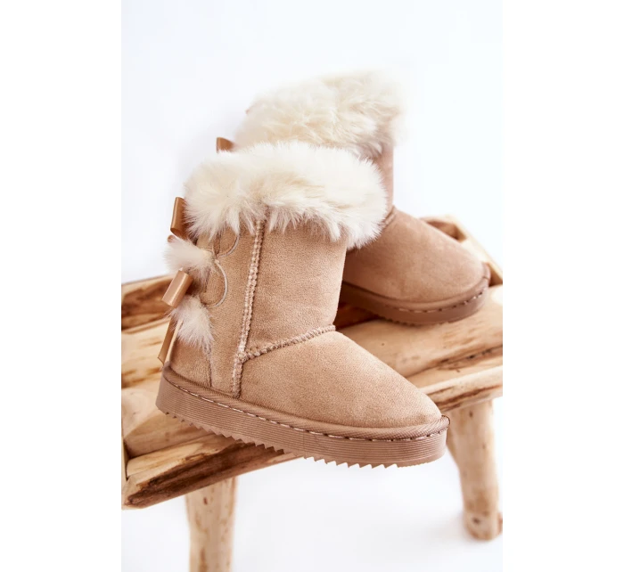 Dětské Teplé Sněhule Semišové s Světle béžove model 21597131 - Boto Dětské Teplé Sněhule Semišové s Světle béžove model 21597131 - Boto