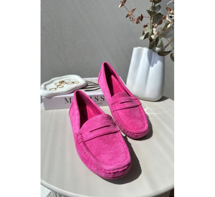 Dámské semišové mokasíny růžové model 21625584 - Boto