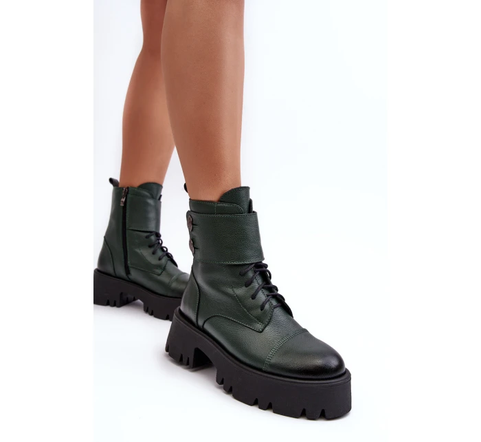 Kůže Dámské Botky Workery Zelené Lemar model 21637681 - Boto
